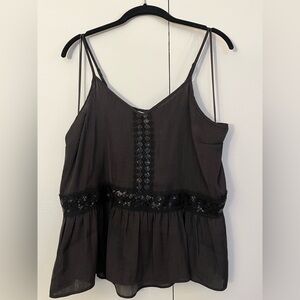 Lauren Conrad flowy peplum tank - black, size M medium, new NWT